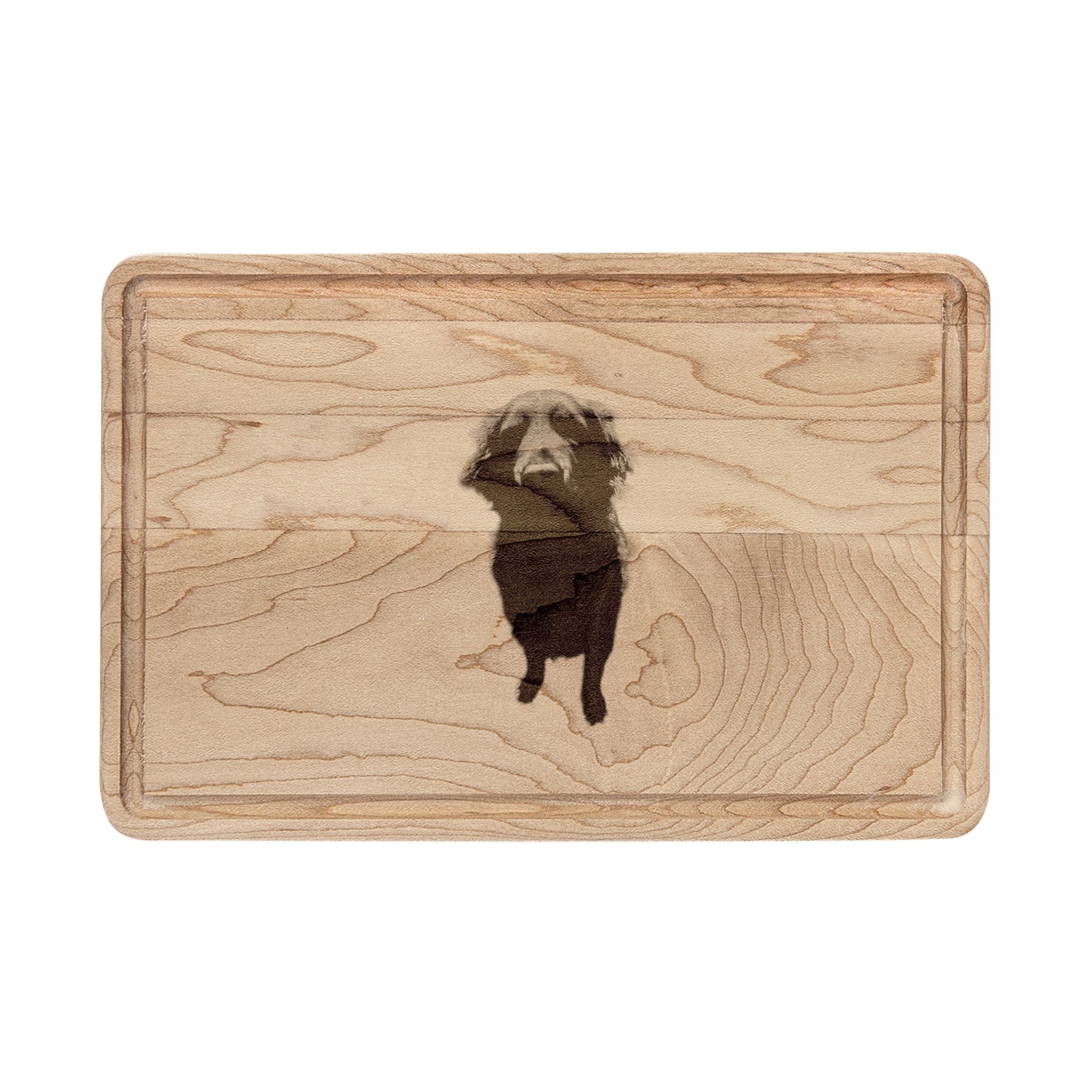 Engraved Dog Silhouette Wooden Cutting Board