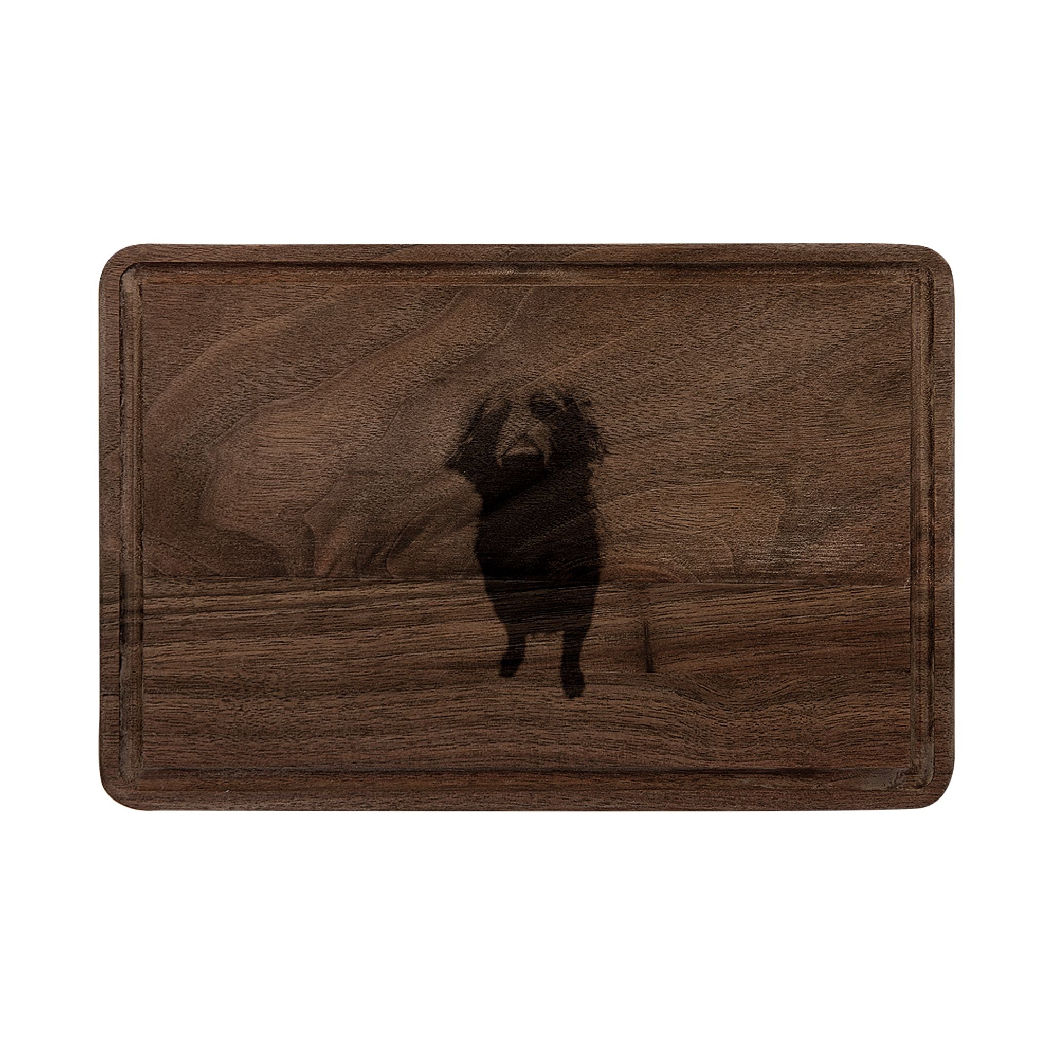 Engraved Dog Silhouette Wooden Cutting Board